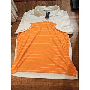 NWT Under Armour Mens Polo Shirt XXL Loose Fit Heat Gear Orange White Golf